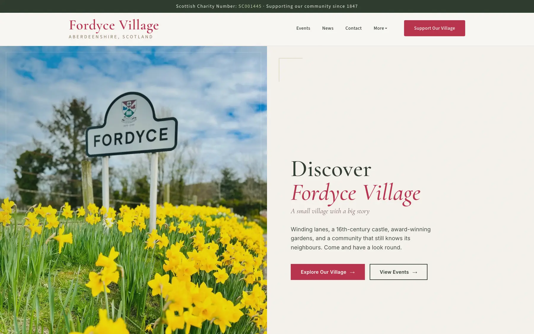 Screenshot of the Fordyce Village website